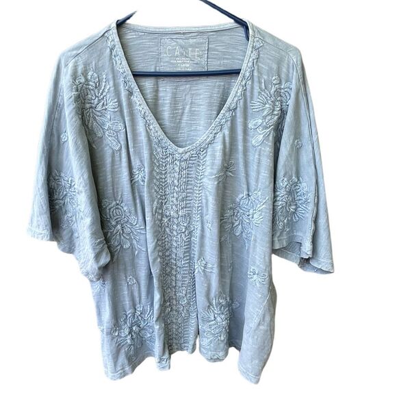 CAITE size XL embroidered Skye Top boho relaxed oversized boxy flowy - Picture 1 of 11